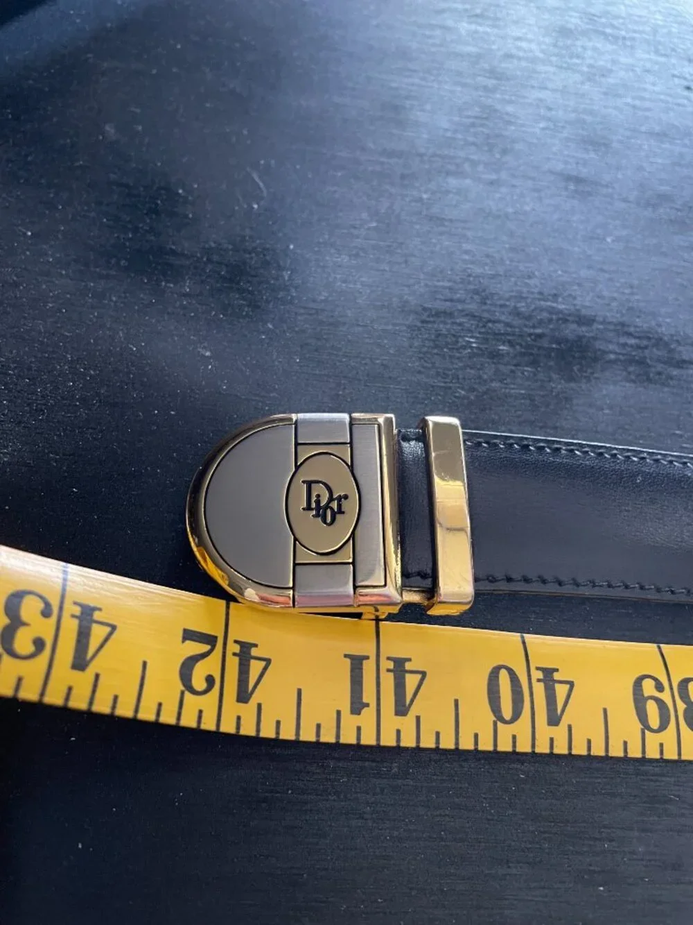 Christian Dior Vintage Reversible Leather Belt — Black, Sz 42, Italy
